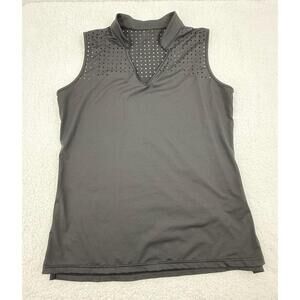 Jack Smith Black V Neck Sleeveless Polo Top‎ Womens Stretch Athletic Large